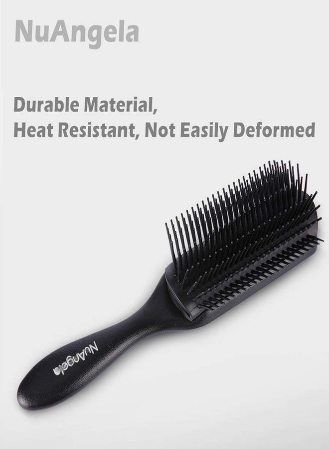 NuAngela Cushion 9 Row Nylon Bristle Brush For Curly Hair, Easy Clean Styling Hairbrush Combs For Detangling Shaping Smoothing Blow-Drying Separating,Defining Curls For Wet, Long, Frizzy, Thick Hair - Image 5